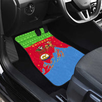 Eritrea Christmas Car Mats with Santa Claus Camel Sleigh National Emblem and Red Green Blue Pattern - Wonder Print Shop