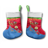 Eritrea Christmas Stocking with Santa Claus Camel Sleigh National Emblem and Red Green Blue Pattern - Wonder Print Shop