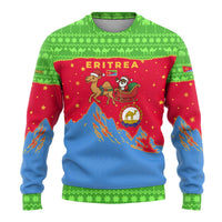 Eritrea Christmas Ugly Christmas Sweater with Santa Claus Camel Sleigh National Emblem and Red Green Blue Pattern - Wonder Print Shop