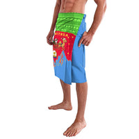 Eritrea Christmas Lavalava with Santa Claus Camel Sleigh National Emblem and Red Green Blue Pattern - Wonder Print Shop