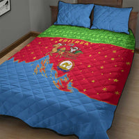 Eritrea Christmas Quilt Bed Set with Santa Claus Camel Sleigh National Emblem and Red Green Blue Pattern - Wonder Print Shop