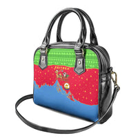 Eritrea Christmas Shoulder Handbag with Santa Claus Camel Sleigh National Emblem and Red Green Blue Pattern - Wonder Print Shop