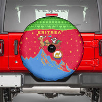 Eritrea Christmas Spare Tire Cover with Santa Claus Camel Sleigh National Emblem and Red Green Blue Pattern - Wonder Print Shop