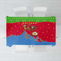 Eritrea Christmas Tablecloth with Santa Claus Camel Sleigh National Emblem and Red Green Blue Pattern - Wonder Print Shop