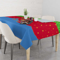 Eritrea Christmas Tablecloth with Santa Claus Camel Sleigh National Emblem and Red Green Blue Pattern - Wonder Print Shop