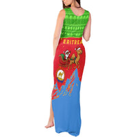 Eritrea Christmas Tank Maxi Dress with Santa Claus Camel Sleigh National Emblem and Red Green Blue Pattern - Wonder Print Shop