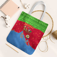 Eritrea Christmas Tote Bag with Santa Claus Camel Sleigh National Emblem and Red Green Blue Pattern - Wonder Print Shop