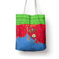 Eritrea Christmas Tote Bag with Santa Claus Camel Sleigh National Emblem and Red Green Blue Pattern - Wonder Print Shop