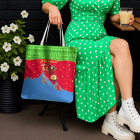 Eritrea Christmas Tote Bag with Santa Claus Camel Sleigh National Emblem and Red Green Blue Pattern - Wonder Print Shop