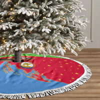 Eritrea Christmas Tree Skirt with Santa Claus Camel Sleigh National Emblem and Red Green Blue Pattern - Wonder Print Shop