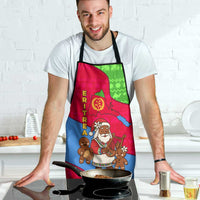 Eritrea Christmas Apron with African Santa Gingerbread Harp National Flag Colors and Festive Pattern Design - Wonder Print Shop
