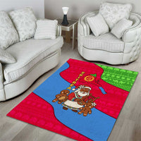 Eritrea Christmas Area Rug with African Santa Gingerbread Harp National Flag Colors and Festive Pattern Design - Wonder Print Shop