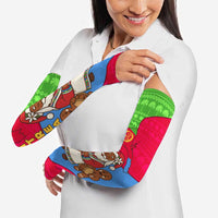 Eritrea Christmas Arm Sleeves with African Santa Gingerbread Harp National Flag Colors and Festive Pattern Design - Wonder Print Shop