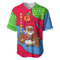 Eritrea Christmas Baseball Jersey with African Santa Gingerbread Harp National Flag Colors and Festive Pattern Design - Wonder Print Shop