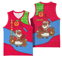 Eritrea Christmas Basketball Jersey with African Santa Gingerbread Harp National Flag Colors and Festive Pattern Design - Wonder Print Shop