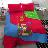 Eritrea Christmas Bedding Set with African Santa Gingerbread Harp National Flag Colors and Festive Pattern Design - Wonder Print Shop