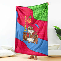 Eritrea Christmas Blanket with African Santa Gingerbread Harp National Flag Colors and Festive Pattern Design - Wonder Print Shop
