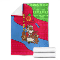 Eritrea Christmas Blanket with African Santa Gingerbread Harp National Flag Colors and Festive Pattern Design - Wonder Print Shop