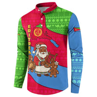 Eritrea Christmas Button Sweatshirt with African Santa Gingerbread Harp National Flag Colors and Festive Pattern Design - Wonder Print Shop