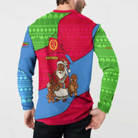 Eritrea Christmas Button Sweatshirt with African Santa Gingerbread Harp National Flag Colors and Festive Pattern Design - Wonder Print Shop