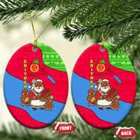 Eritrea Christmas Ceramic Ornament with African Santa Gingerbread Harp National Flag Colors and Festive Pattern Design - Wonder Print Shop