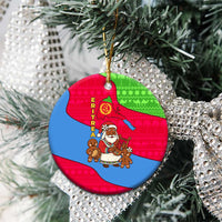 Eritrea Christmas Ceramic Ornament with African Santa Gingerbread Harp National Flag Colors and Festive Pattern Design - Wonder Print Shop