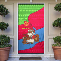 Eritrea Christmas Door Cover with African Santa Gingerbread Harp National Flag Colors and Festive Pattern Design - Wonder Print Shop