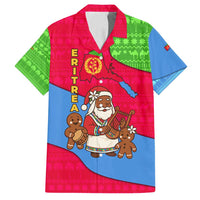 Eritrea Christmas Family Matching Long Sleeve Bodycon Dress and Hawaiian Shirt with African Santa Gingerbread Harp National Flag Colors and Festive Pattern Design - Wonder Print Shop