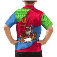 Eritrea Christmas Family Matching Mermaid Dress and Hawaiian Shirt with African Santa Gingerbread Harp National Flag Colors and Festive Pattern Design - Wonder Print Shop