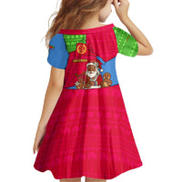 Eritrea Christmas Family Matching Off Shoulder Maxi Dress and Hawaiian Shirt with African Santa Gingerbread Harp National Flag Colors and Festive Pattern Design - Wonder Print Shop