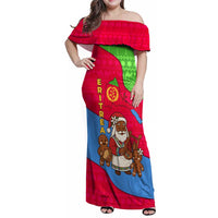 Eritrea Christmas Family Matching Off Shoulder Maxi Dress and Hawaiian Shirt with African Santa Gingerbread Harp National Flag Colors and Festive Pattern Design - Wonder Print Shop