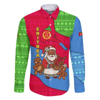 Eritrea Christmas Family Matching Off Shoulder Short Dress and Hawaiian Shirt with African Santa Gingerbread Harp National Flag Colors and Festive Pattern Design - Wonder Print Shop