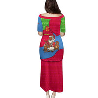 Eritrea Christmas Family Matching Puletasi and Hawaiian Shirt with African Santa Gingerbread Harp National Flag Colors and Festive Pattern Design - Wonder Print Shop