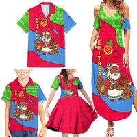 Eritrea Christmas Family Matching Summer Maxi Dress and Hawaiian Shirt with African Santa Gingerbread Harp National Flag Colors and Festive Pattern Design - Wonder Print Shop