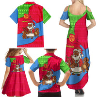 Eritrea Christmas Family Matching Summer Maxi Dress and Hawaiian Shirt with African Santa Gingerbread Harp National Flag Colors and Festive Pattern Design - Wonder Print Shop