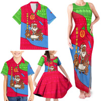 Eritrea Christmas Family Matching Tank Maxi Dress and Hawaiian Shirt with African Santa Gingerbread Harp National Flag Colors and Festive Pattern Design - Wonder Print Shop