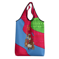 Eritrea Christmas Grocery Bag with African Santa Gingerbread Harp National Flag Colors and Festive Pattern Design - Wonder Print Shop