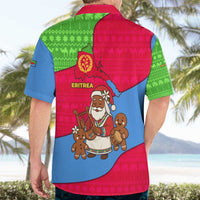 Eritrea Christmas Hawaiian Shirt with African Santa Gingerbread Harp National Flag Colors and Festive Pattern Design - Wonder Print Shop