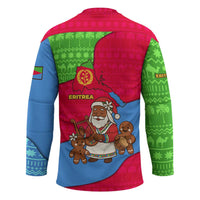 Eritrea Christmas Hockey Jersey with African Santa Gingerbread Harp National Flag Colors and Festive Pattern Design - Wonder Print Shop