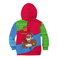Eritrea Christmas Kid Hoodie with African Santa Gingerbread Harp National Flag Colors and Festive Pattern Design - Wonder Print Shop