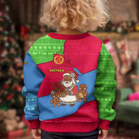 Eritrea Christmas Kid Ugly Christmas Sweater with African Santa Gingerbread Harp National Flag Colors and Festive Pattern Design - Wonder Print Shop