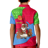 Eritrea Christmas Kid Polo Shirt with African Santa Gingerbread Harp National Flag Colors and Festive Pattern Design - Wonder Print Shop