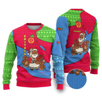 Eritrea Christmas Ugly Christmas Sweater with African Santa Gingerbread Harp National Flag Colors and Festive Pattern Design - Wonder Print Shop