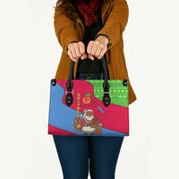 Eritrea Christmas Leather Bag with African Santa Gingerbread Harp National Flag Colors and Festive Pattern Design - Wonder Print Shop