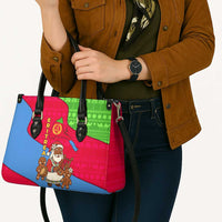 Eritrea Christmas Leather Bag with African Santa Gingerbread Harp National Flag Colors and Festive Pattern Design - Wonder Print Shop