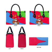 Eritrea Christmas Leather Bag with African Santa Gingerbread Harp National Flag Colors and Festive Pattern Design - Wonder Print Shop