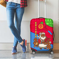Eritrea Christmas Luggage Cover with African Santa Gingerbread Harp National Flag Colors and Festive Pattern Design - Wonder Print Shop
