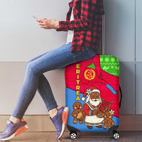 Eritrea Christmas Luggage Cover with African Santa Gingerbread Harp National Flag Colors and Festive Pattern Design - Wonder Print Shop