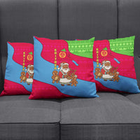 Eritrea Christmas Pillow Cover with African Santa Gingerbread Harp National Flag Colors and Festive Pattern Design - Wonder Print Shop