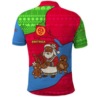 Eritrea Christmas Polo Shirt with African Santa Gingerbread Harp National Flag Colors and Festive Pattern Design - Wonder Print Shop